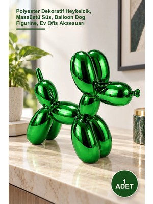 Yenilig 1 Adet Balloon Dog Köpek Figürü – Polyester Dekoratif Heykelcik, Masaüstü Süs, Balloon Dog Figurine, Ev Ofis Aksesuarı