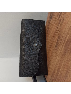 Matruşka Deri Sanat Tasarım Hâkiki Deri Portföy Cüzdan (Siyah)