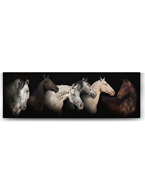 Defne Store Horses Panorama Görseli, 120X40 cm Duvar Tablosu