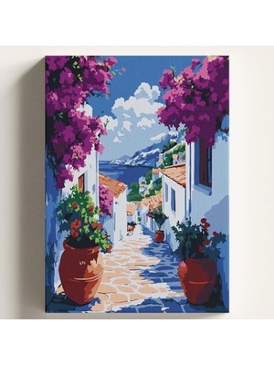 Defne Store 50X70 cm Çıtalı Bodrum Sokağı Temalı Sayılarla Boyama Seti