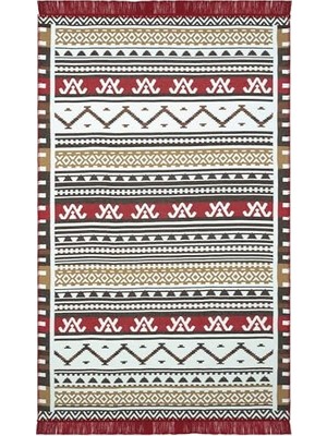 Defne Store Lovely Renkli Çift Taraflı, Makinede Yıkanabilir Etnik Kilim Halı