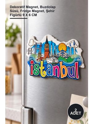 Yenilig 2 Adet Istanbul Temalı Silikon Buzdolabı Magneti – Dekoratif Magnet, Buzdolap Süsü, Fridge Magnet, Şehir Figürlü 9 x 6 cm
