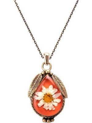 Defne Store Çiçek Papatya El Işi Otantik Reçine Kolye Cevşen (1771-4)