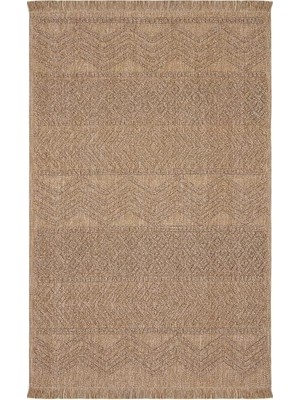 Defne Store Mirage Kahverengi Bukle Kaymaz Tabanlı Yıkanabilir Geometrik Desenli Oturma Odası Halısı