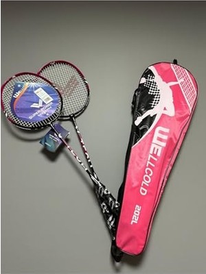 Defne Store 2 Adet Profesyonel Badminton Raketi; Deluxe Çanta, 66 Cm, 105 Gram, Siyah-Bordo