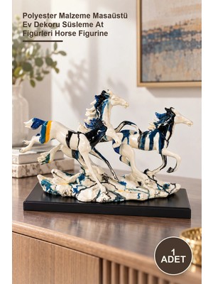 Yenilig 1 Adet Renkli Dekoratif At Ailesi Figürü – Polyester Malzeme Masaüstü Ev Dekoru Süsleme At Figürleri Horse Figurine