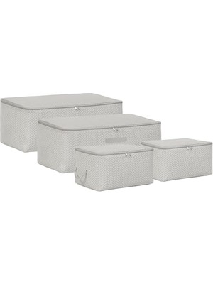 Defne Store 4'lü Gri Balıksırtı Hurç Seti, 2 Adet 30 x 22 x 18/2 Adet 52 x 28 x 21 cm