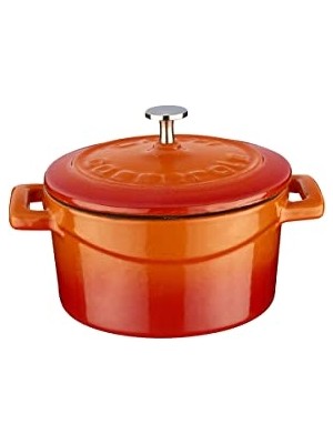 Defne Store Tencere; Metal Döküm Mini, Trendy, 10 Cm, 0.35 L Hacim, Turuncu