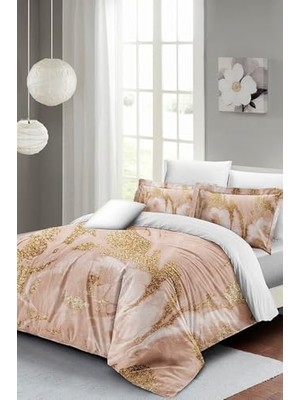 Defne Store Çift Kişilik Nevresim Takımı Özel Dokuma Pamuk Saten 3D Digital Marble Shiny, MONOHOME2693HF