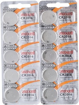 Defne Store 10 Adet CR2016 Lityum Düğme Pil 3V, 2 x 5'li Paket