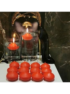 Defne Store Citronella Sineksavar 12'li Kırmızı Suda Yüzen Mum, Kırmızı, 8 x 8