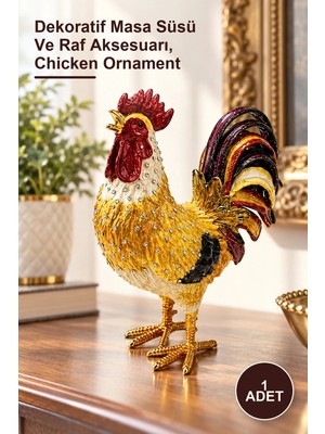 Yenilig 1 Adet Taşlı Tavuk Figür – Dekoratif Masa Süsü ve Raf Aksesuarı, Chicken Ornament