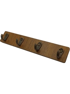 Defne Store Düzenleyici, Minimalist 4 Adet Döküm Kancalı Ahşap Anahtarlık Askısı, Araba ve Ev Anahtarları . Duvar, Dolap Içi Portmanto ve Benzeri Yerlere Montaj Için Uygun (Dikdörtgen)