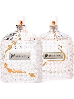 Defne Store 2'li Vanilya Sandal Kokulu Oval Kristal Cam Şişe Kandil Seti, 2X100 ml