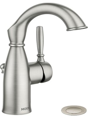 Defne Store 84144SRN Isteğe Bağlı Döşeme Levhası Sarona Spot Dirençli Fırçalanmış Nikel Tek Saplı Tek Delikli Rustik Çiftlik Evi Banyo Lavabo Musluğu