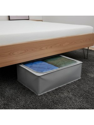 Defne Store 46X66X20 cm Gri Telli Hurç, Şeffaf Pencereli Impertex Kumaş