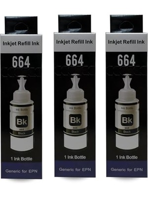 Defne Store Epson Ecotank L565 Uyumlu Siyah Muadil Mürekkep 3X70 ml (Toplam 210 Ml)