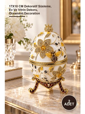 Yenilig 2 Adet Taşlı Yumurta – 17X10 cm Dekoratif Süsleme, Ev ve Vitrin Dekoru, Ornament Decoration