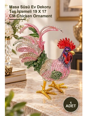 Yenilig 1 Adet Taşlı Tavuk Dekoratif Figür – Masa Süsü Ev Dekoru Taş Işlemeli 19 x 17 cm Chicken Ornament