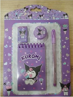 Defne Store Sanrio Lisanslı Kuromi Kırtasiye Seti, 4'lü, Mor