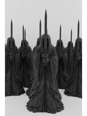 Defne Store Küçük Boy 10 cm Dekoratif ' Yüzüklerin Efendisi Temalı Nazgul ' 5'li Set Heykel Figür Büst Siyah Renk, QW34BWQRV