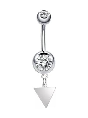 Defne Store Gümüş Üçgen Sallantılı Cerrahi Çelik Göbek Piercing
