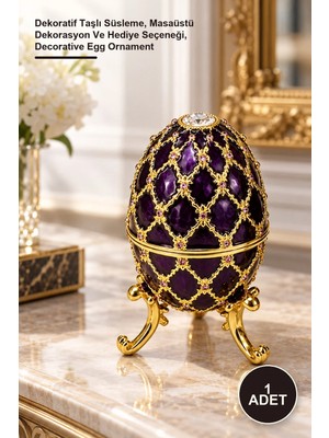 Yenilig 1 Adet Taşlı Yumurta – Dekoratif Taşlı Süsleme, Masaüstü Dekorasyon ve Hediye Seçeneği, Decorative Egg Ornament