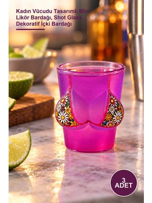 Yenilig 3 Adet Cam Shot Bardak – Kadın Vücudu Tasarımlı Mini Likör Bardağı, Shot Glass, Dekoratif Içki Bardağı