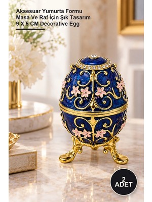 Yenilig 2 Adet Taşlı Yumurta Dekoratif Süs – Aksesuar Yumurta Formu Masa ve Raf Için Şık Tasarım 9 x 5 cm Decorative Egg