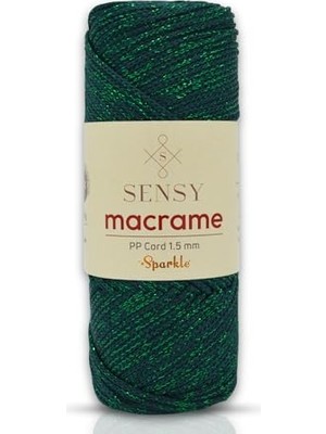 Defne Store Çanta, Premium 1,5 mm Sparkle Polyester Simli Makrome Ipliği 100 G Supla Ipliği ve Ipi Polyester Ipi (Yeşil)