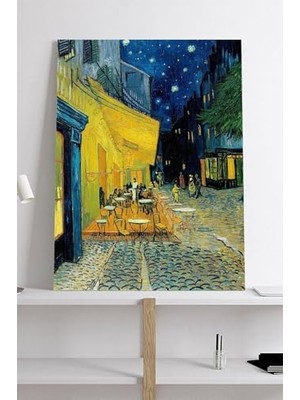 Defne Store (PSTER18919) Kafe Terasta Gece - Van Gogh Sanatsal Kanvas Tablo, 50 x 70