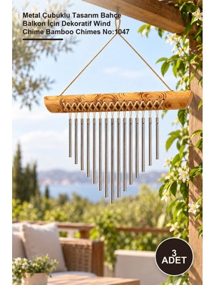 Yenilig 3 Adet Bambu Rüzgar Çanı – Metal Çubuklu Tasarım Bahçe Balkon Için Dekoratif Wind Chime Bamboo Chimes NO:1047