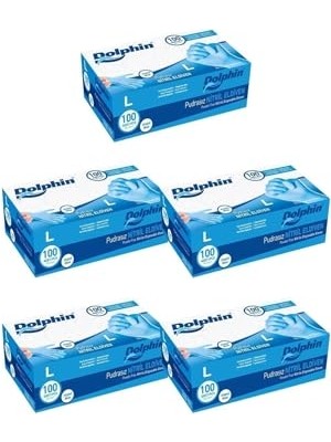 Defne Store Mavi Nitril Eldiven Pudrasız, L Beden, 100'LÜ Paket, 5 Adet Set