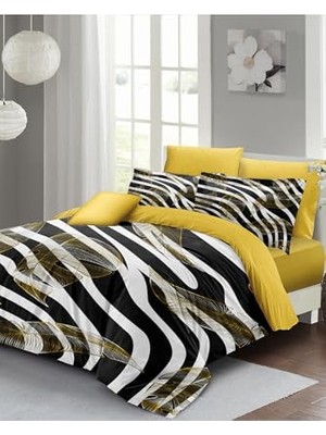 Defne Store Nevresim Takımı, %100 Pamuk Saten Çift Kişilik Zebra Feather, MONOHOME34993