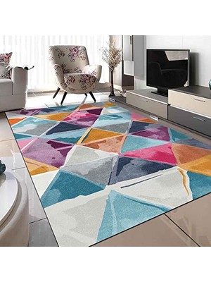 Defne Store Dali Desenli Kadife Pamuk Tabanlı Yıkanabilen Kaydırmaz Antibakteriyel Salon Halısı 80X300