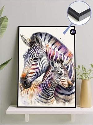 Defne Store (PSTER21220) Zebra Sevgisi Hayvan Çerçeveli Tablo, Çerçeveli Poster 30 x 40