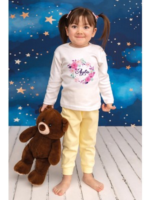Pia Baby Isimli Kız Çocuk Pijama Takımı %100 Pamuk Penye Isme Özel Baskılı Kişiselleştirilebilir Pijama Seti