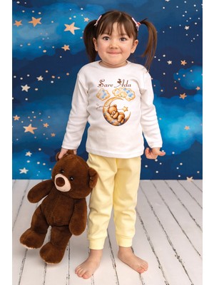 Pia Baby Isme Özel Kız Çocuk Pijama Takımı %100 Pamuk Penye Isim Baskılı Kişiye Özel Çocuk Pijaması