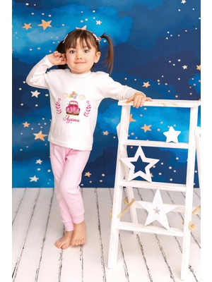 Pia Baby Isimli Kız Çocuk Pijama Takımı %100 Pamuk Penye Isme Özel Baskılı Kişiselleştirilebilir Pijama Seti