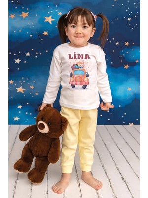 Pia Baby Isimli Kız Çocuk Pijama Takımı %100 Pamuk Penye Isme Özel Baskılı Kişiselleştirilebilir Pijama Seti