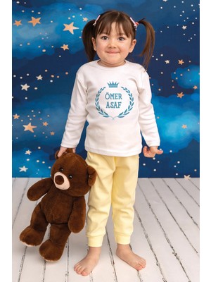 Pia Baby Isimli Kız Çocuk Pijama Takımı %100 Pamuk Penye Isme Özel Baskılı Kişiselleştirilebilir Pijama Seti