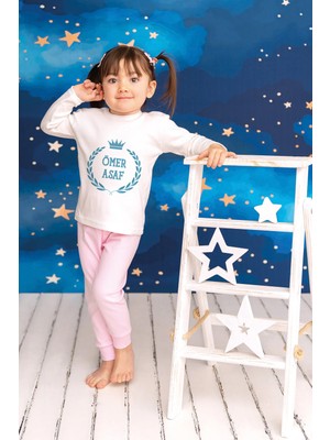 Pia Baby Isimli Kız Çocuk Pijama Takımı %100 Pamuk Penye Isme Özel Baskılı Kişiselleştirilebilir Pijama Seti