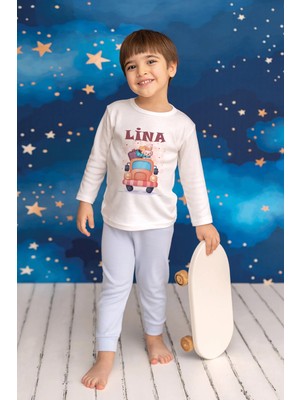 Pia Baby Isimli Kız Çocuk Pijama Takımı %100 Pamuk Penye Isme Özel Baskılı Kişiselleştirilebilir Pijama Seti