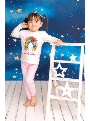 Pia Baby Isme Özel Kız Çocuk Pijama Takımı %100 Pamuk Penye Isim Baskılı Kişiye Özel Çocuk Pijaması