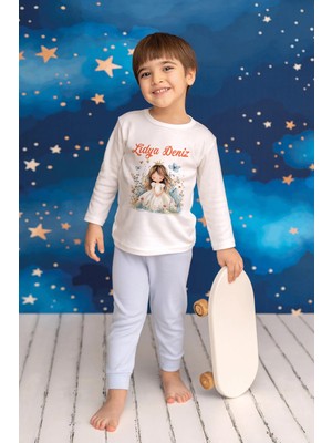 Pia Baby Isme Özel Kız Çocuk Pijama Takımı %100 Pamuk Penye Isim Baskılı Kişiye Özel Çocuk Pijaması