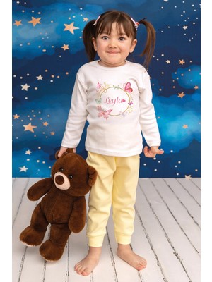 Pia Baby Isme Özel Kız Çocuk Pijama Takımı %100 Pamuk Penye Isim Baskılı Kişiye Özel Çocuk Pijaması
