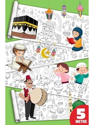 Defne Store Sinaticaret Ramazan Temalı Dev Boyama Kağıdı, Büyük Boy, Çocuk Boyama Rulosu, 5 Metre