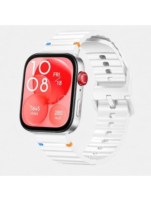 Defne Store Huawei Watch Fit 3 ile Uyumlu Dalga Desenli Tokalı Yumuşak Soft Silikon Kordon