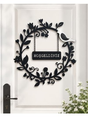 Defne Store Hoşgeldiniz Yazılı Kapı Duvar Ahşap Süsü 30 x 30 cm Siyah 30 x 30 KARBONNM260