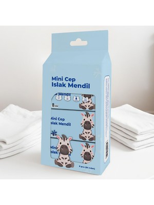 Ms Cep Islak Mendil, Mini Paket, 8'li Set, Kokusuz, Doğal (Mavi)